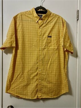 Izod Yellow Plaid Short-Sleeve Button-Down Shirt